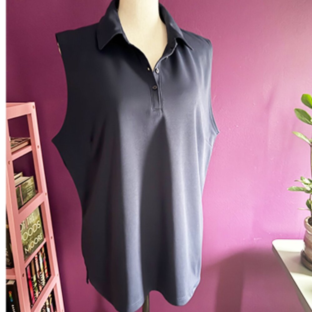 Lady Hagen Navy Blue Sleeveless Golf Shirt | Size XL